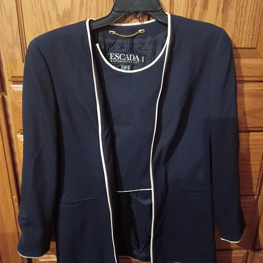 Escada Navy Blazer with White Piping